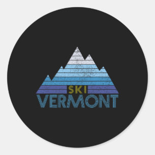 Pegatina Redonda Recuerdo de esquí de Vermont Deportes de montaña v