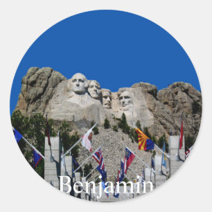 Pegatina Redonda Recuerdo de fotos del Personalizable Mount Rushmor