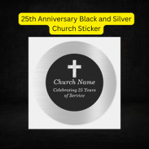 Recuerdo de iglesia negro y plateado del 25 aniver