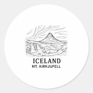 Pegatina Redonda Recuerdo de Islandia Mt Kirkjufell Senderismo Auro