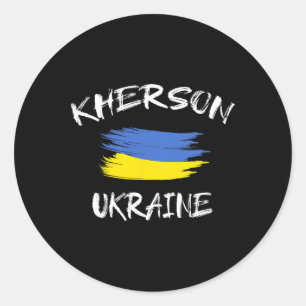 Pegatina Redonda Recuerdo de Kherson Ucrania Bandera del país ucran
