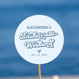 Pegatina Redonda Recuerdo de la Despedida de Soltera en la Playa Az