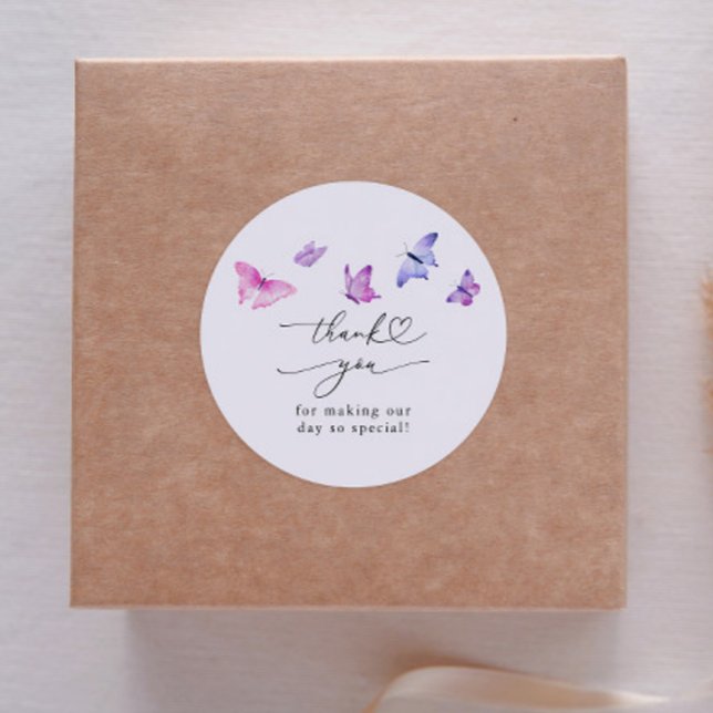 Pegatina Redonda Recuerdo de la fiesta de boda de mariposas caprich (Subido por el creador)