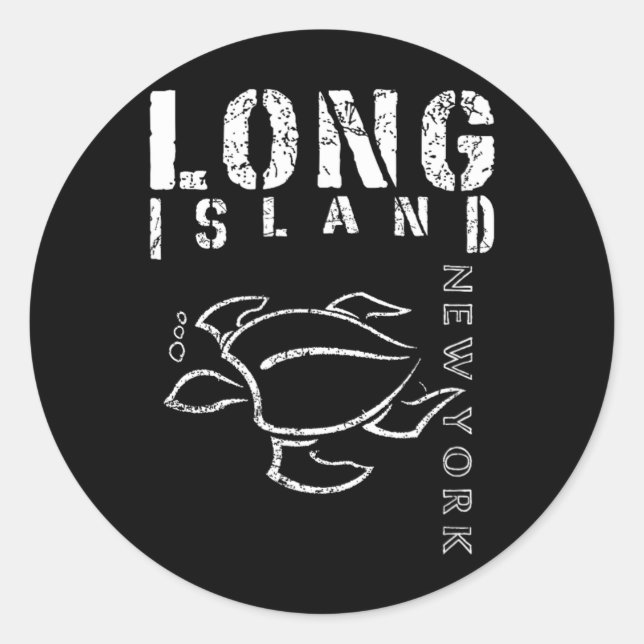 Pegatina Redonda Recuerdo de Long Island Nueva York (Anverso)