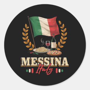 Pegatina Redonda Recuerdo de Mesina Italia Vacaciones en Mesina Ban