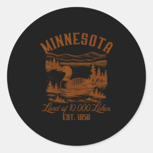 Pegatina Redonda Recuerdo de Minnesota State Travel Minnesota Commo