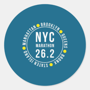 Pegatina Redonda Recuerdo de Nueva York Nyc Corredor de Maratón _1