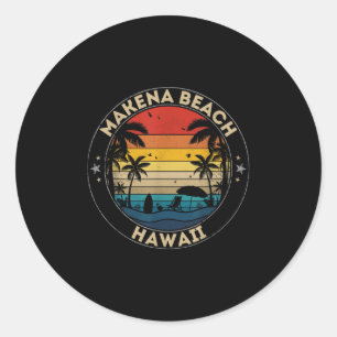 Pegatina Redonda Recuerdo de playa de Makena - Hawaii