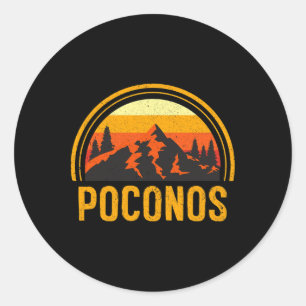 Pegatina Redonda Recuerdo de senderismo de las montañas de Poconos