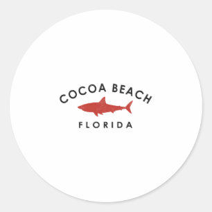 Pegatina Redonda Recuerdo de vacaciones de tiburones en Cocoa Beach