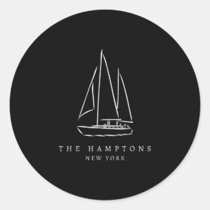 Pegatina Redonda Recuerdo de vela del Club de Yates de The Hamptons