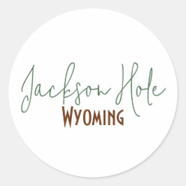 Pegatina Redonda Recuerdo de viaje a Jackson Hole, Wyoming