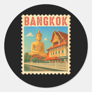 Pegatina Redonda Recuerdo de viaje a Tailandia Ngkok Buda Tailandia