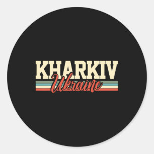 Pegatina Redonda Recuerdo de viaje de Kharkiv Ucrania Regalo Retro