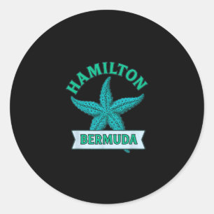 Pegatina Redonda Recuerdo de viaje de vacaciones de Hamilton Bermud