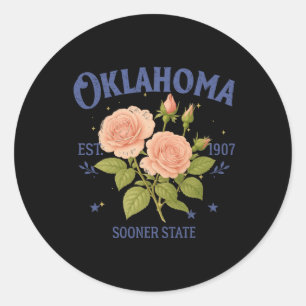 Pegatina Redonda Recuerdo de viaje del novio viajero de Oklahoma St