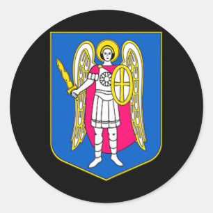 Pegatina Redonda Recuerdo del escudo de armas de Kiev Ucrania Kyiv