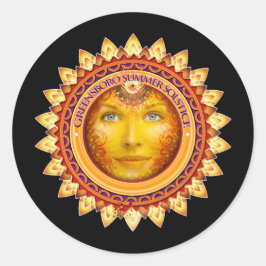 Pegatina Redonda Recuerdo del Festival de Solsticio de Verano de Gr