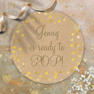 Pegatina Redonda Recuerdo para baby shower corazones de oro lista p