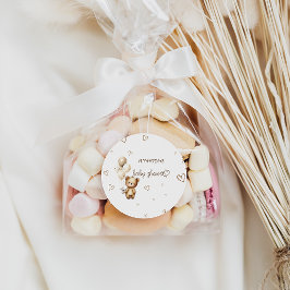 Pegatina Redonda Recuerdo para Baby Shower de Osito Boho