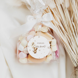 Pegatina Redonda Recuerdo para Baby Shower de Osito Boho