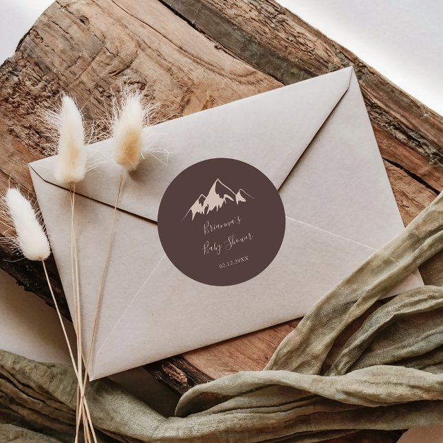 Pegatina Redonda Recuerdo para baby shower en el país montañoso tra (Subido por el creador)