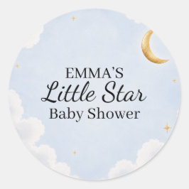 Pegatina Redonda Recuerdo para Baby Shower Little Star
