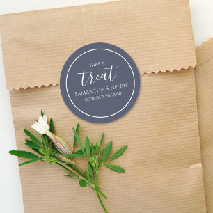 Pegatina Redonda Recuerdo personalizado de la boda azul