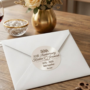 Pegatina Redonda Recuerdo personalizado del 50 aniversario de bodas