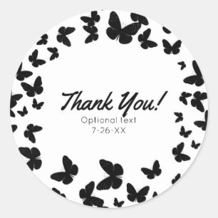 Pegatina Redonda Recuerdo personalizado para fiesta con mariposas n