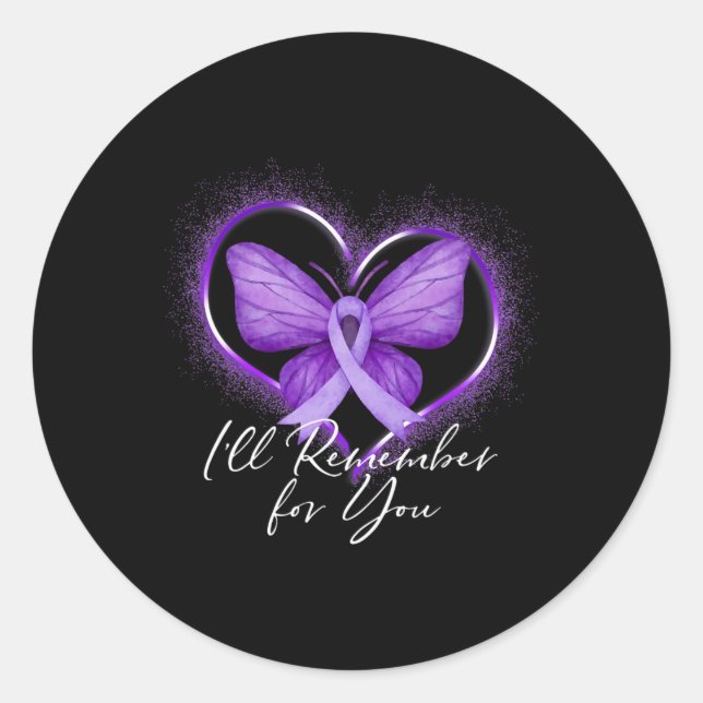 Pegatina Redonda Recuerdo por ti Alzheimer's Awareness Purple (Anverso)