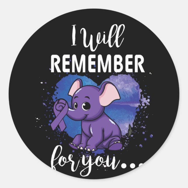 Pegatina Redonda Recuerdo Por Ti Elephant Alzheimers (Anverso)