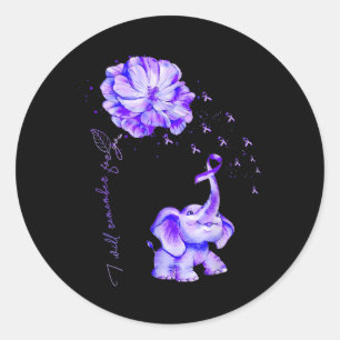 Pegatina Redonda Recuerdo Que Los Elefantes Púrpura Conscientes