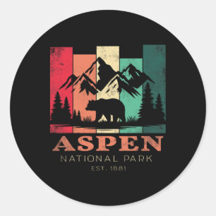 Pegatina Redonda Recuerdo Retro Vintage Aspen Colorado Niños Sender