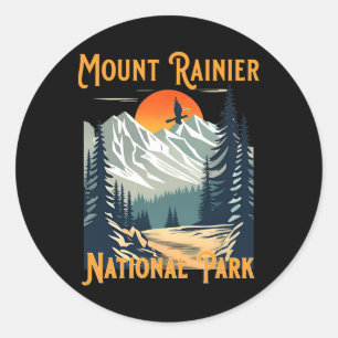 Pegatina Redonda Recuerdo vintage del Parque Nacional Mount Rainier