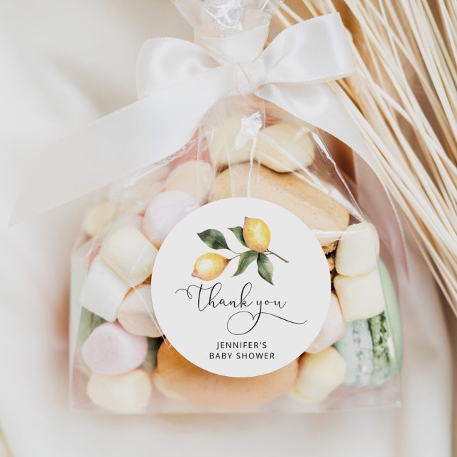 Pegatina Redonda Recuerdos de baby shower de limón acuarela (Subido por el creador)