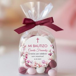 Pegatina Redonda Recuerdos de Bautizo Baptism Christening Favor