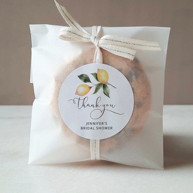 Pegatina Redonda Recuerdos de boda con limón acuarela (Subido por el creador)