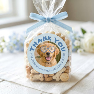 Pegatina Redonda Recuerdos de Boda de Galletas para Perros Agradeci