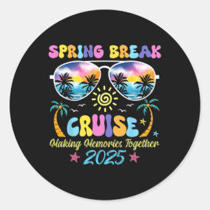 Pegatina Redonda Recuerdos de cruceros de Spring Break 2025 Verano
