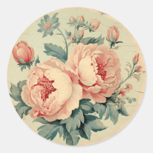 Pegatina Redonda Recuerdos de desvanecimiento, Peach Shabby Chic