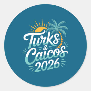 Pegatina Redonda Recuerdos de Islas Turcas y Caicos 2026