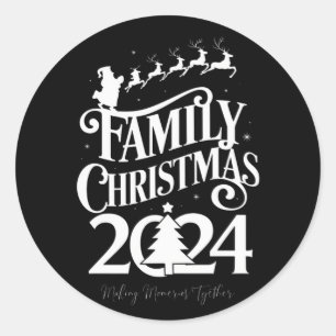 Pegatina Redonda Recuerdos de Navidad Familiar 2024 Coincidentes Ju