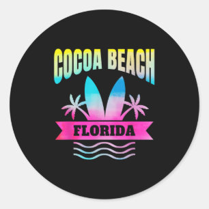 Pegatina Redonda Recuerdos de vacaciones de Cocoa Beach Florida
