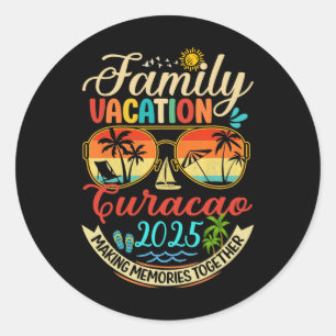 Pegatina Redonda Recuerdos de vacaciones familiares Curacao 2025