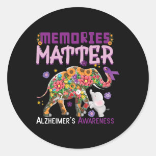 Pegatina Redonda Recuerdos importan Elephant Alzheimer Alzheimers A