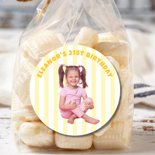 Pegatina Redonda Recuerdos personalizados para fiesta de cumpleaños
