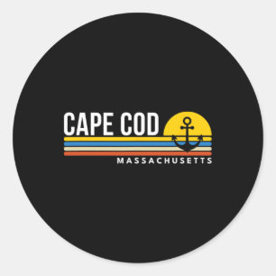 Pegatina Redonda Recuerdos vintage retro Cape Cod Massachusetts Ma 