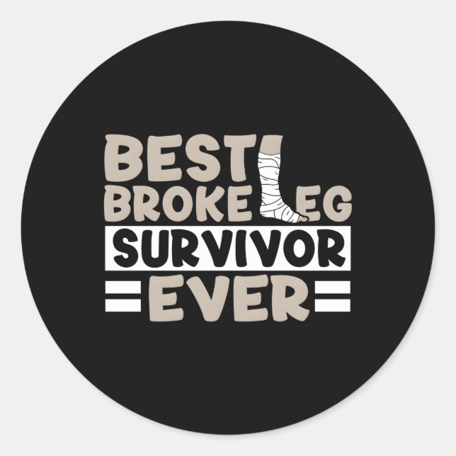 Pegatina Redonda Recuperar Cirugía de Piernas Rotas Pronto (Anverso)