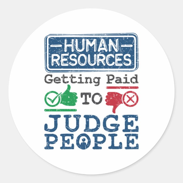 Pegatina Redonda Recursos humanos pagados a jueces (Anverso)